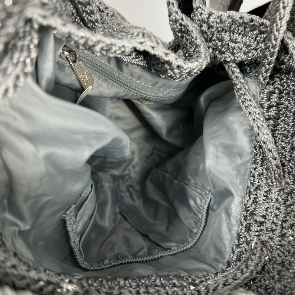 The sak woven purse w/sequent and silver metallic threading hobo Crossbody bag